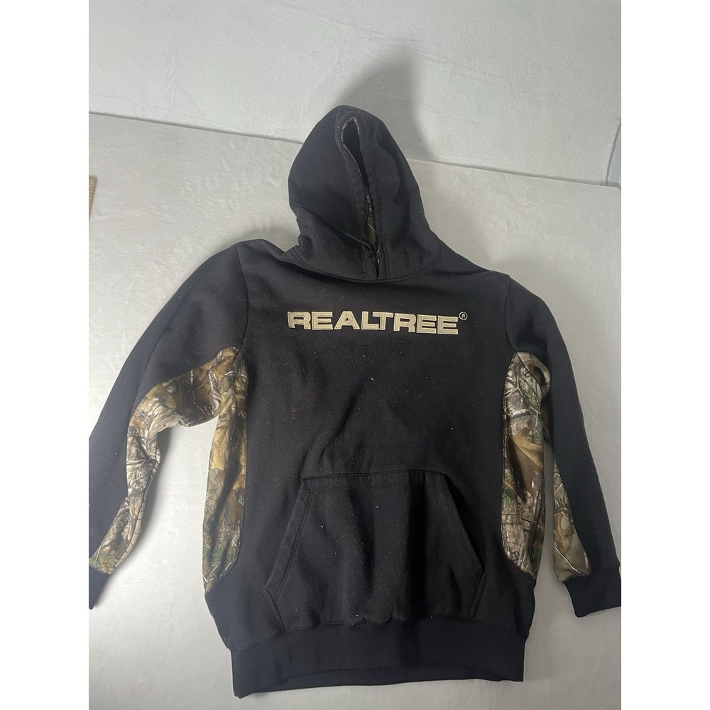 RealTree By Mile Stone Mens XL Pullover Hoodie Black Camo Activewear B18-5